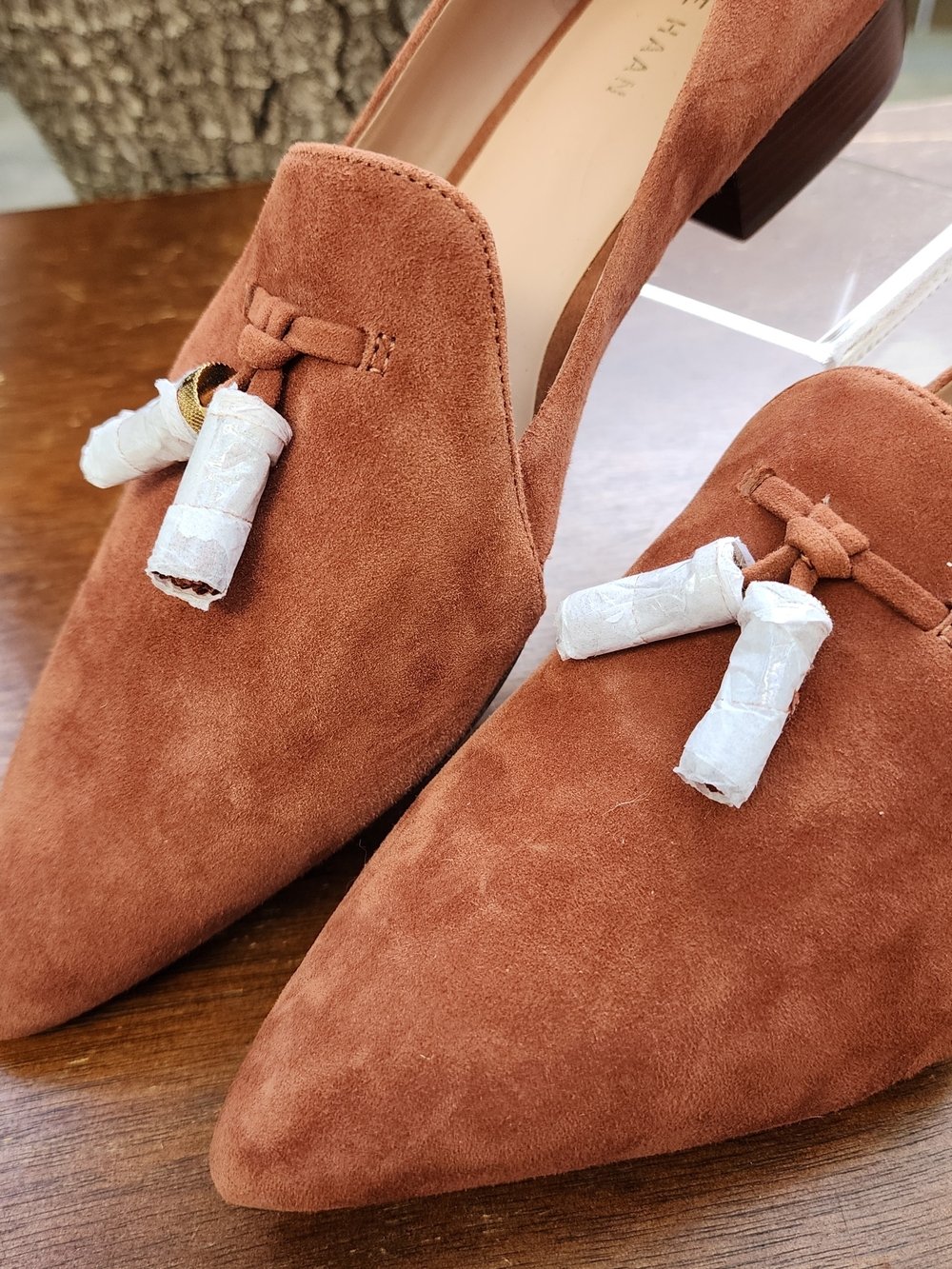 NWOT Cole Haan Vanya Brown Suede Tassel Loafer Pointed Toe Flats Womens 10.5 B
